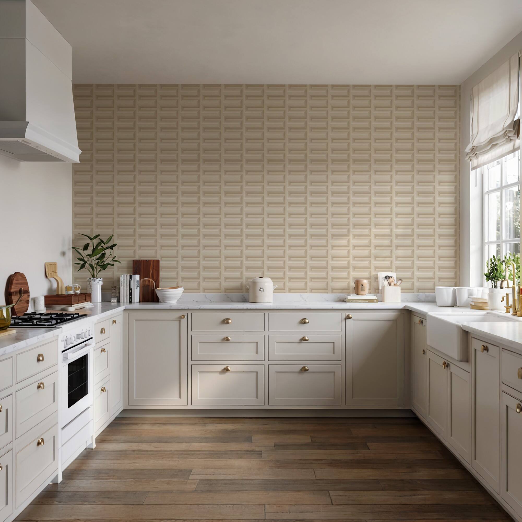 Designs Direct Embroidered Grecian Key Wallpaper